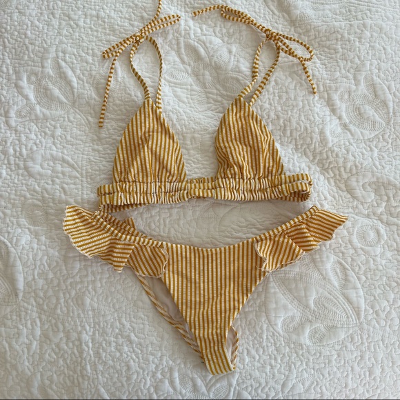 MONTCE - Canary Stripe Bikini Set Sz S/M - Picture 2 of 8